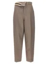 Fendi High-waisted Pleated Front Trousers With Side Pockets In Gray