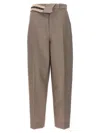 Fendi High-waisted Pleated Front Trousers With Side Pockets In Gray