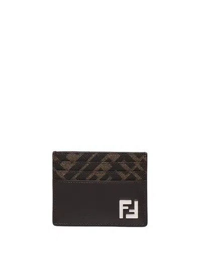 FENDI CARD HOLDER IN FABRIC AND LEATHER