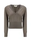 Fendi Cashmere Blend Sweater Featuring Contrast Trim In Gray