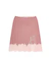Fendi Women Cashmere And Silk Skirt With Lace Profiles In Multi