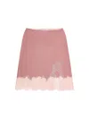 Fendi Women Cashmere And Silk Skirt With Lace Profiles In Multi