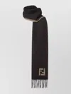 Fendi Cashmere And Wool Scarf With Fringed Edges In Black