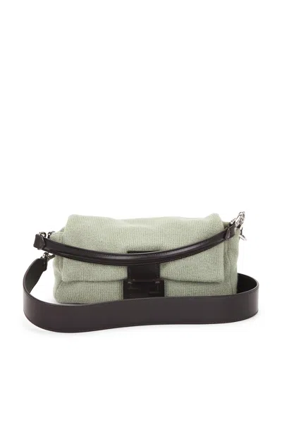 Pre-owned Fendi Cashmere Baguette Shoulder Bag In Gray