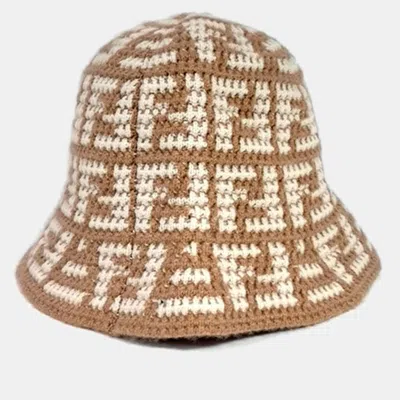 Pre-owned Fendi Cashmere Beige/ivory Cloche Hat In Sand