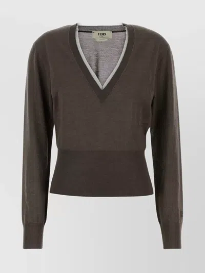 FENDI CASHMERE BLEND SWEATER FEATURING CONTRAST TRIM