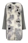 Fendi Fur Trim Cashmere Coat In Grey