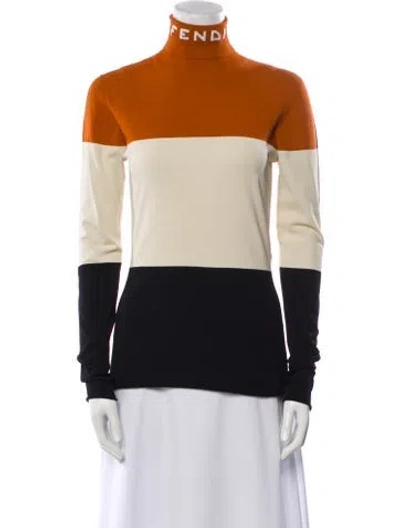 Pre-owned Fendi Cashmere Colorblock Pattern Sweatshirt In Multi