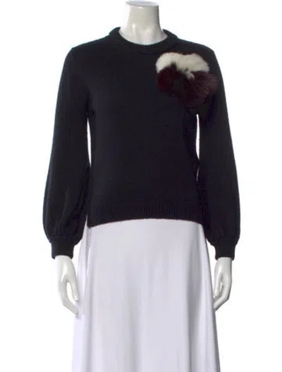 Pre-owned Fendi Cashmere Crew Neck Sweater In Black