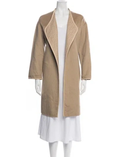 Pre-owned Fendi Cashmere Graphic Print Coat In Neutrals
