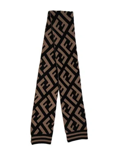 Pre-owned Fendi Cashmere Graphic Print Scarf In Black