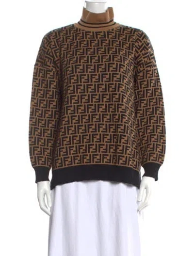 Pre-owned Fendi Cashmere Graphic Print Sweater In Brown