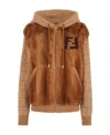 Fendi Cashmere Hooded Jacket In Brown