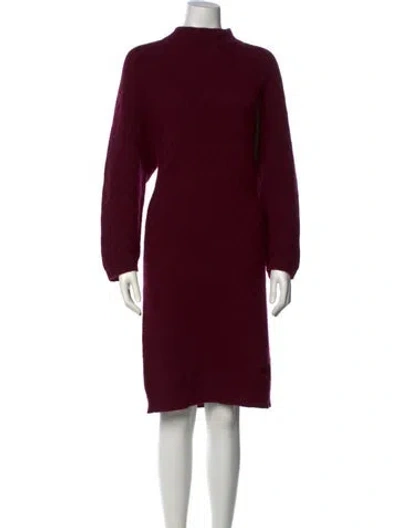Pre-owned Fendi Cashmere Knee-length Dress In Burgundy