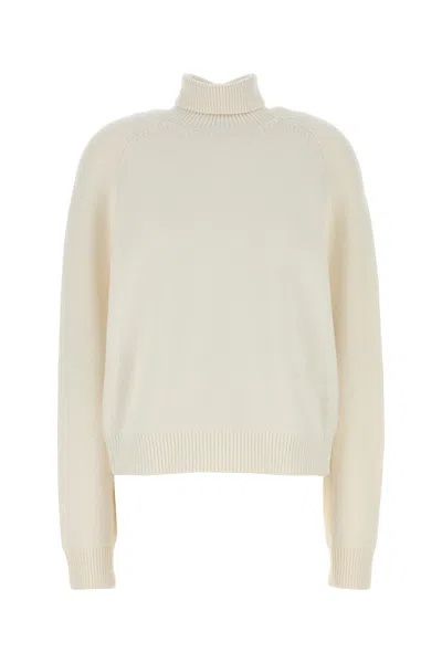 FENDI MAGLIONE IN MISTO CASHMERE BIANCO DONNA