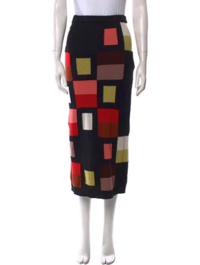 Pre-owned Fendi Cashmere Midi Length Skirt In Black