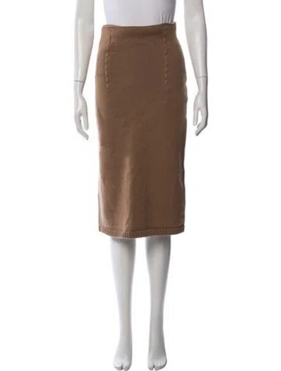 Pre-owned Fendi Cashmere Midi Length Skirt In Brown