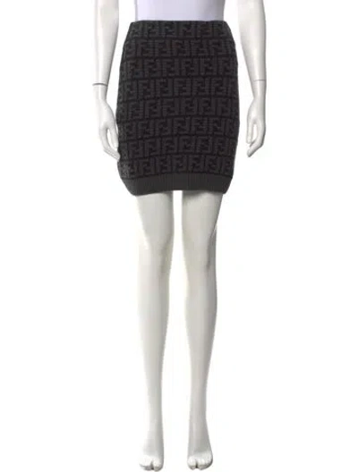 Pre-owned Fendi Cashmere Mini Skirt W/ Tags In Black/white