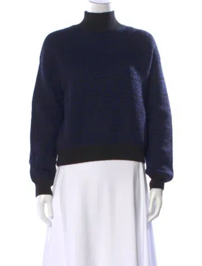 Pre-owned Fendi Cashmere Mock Neck Sweater In Blue