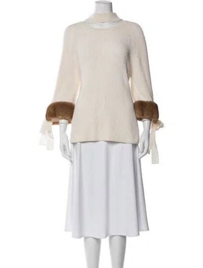 Pre-owned Fendi Cashmere Mock Neck Sweater In Neutral