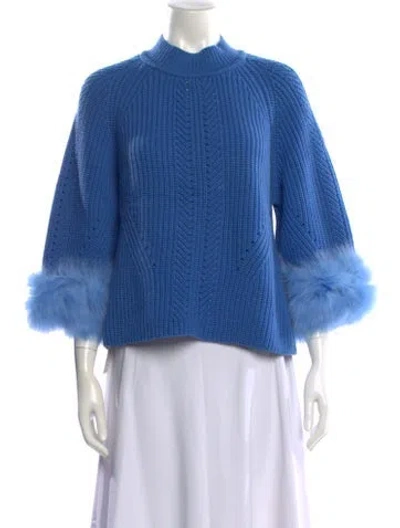 Pre-owned Fendi Cashmere Mock Neck Sweater W/ Tags In Blue