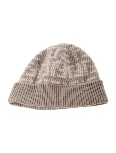 Pre-owned Fendi Cashmere Pattern Print Beanie In Neutrals