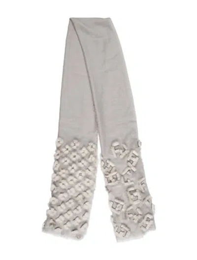 Pre-owned Fendi Cashmere Patterned Scarf In Gray