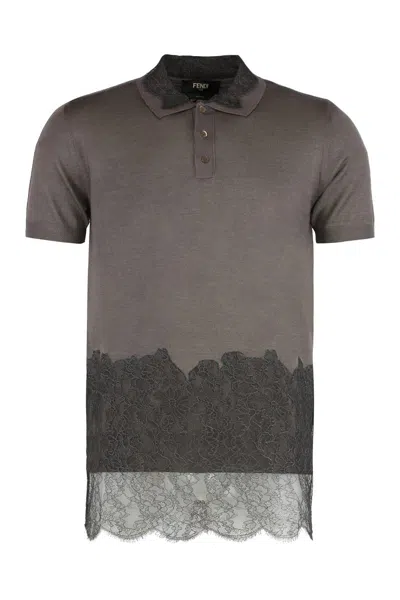 Fendi Cashmere Polo In Gray