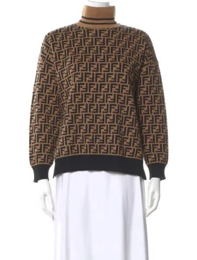 Pre-owned Fendi Cashmere Printed Sweater In Brown