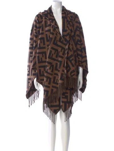 Pre-owned Fendi Cashmere Printed Sweater In Brown