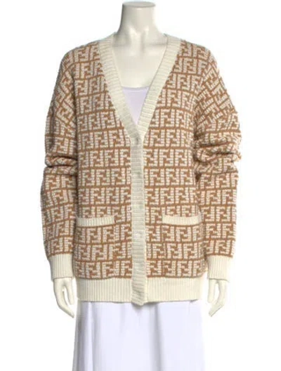 Pre-owned Fendi Cashmere Printed Sweater In Neutral