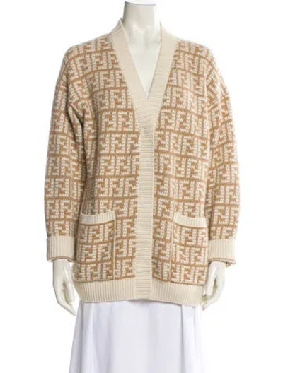 Pre-owned Fendi Cashmere Printed Sweater In Neutral