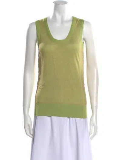 Pre-owned Fendi Cashmere Scoop Neck Top In Green