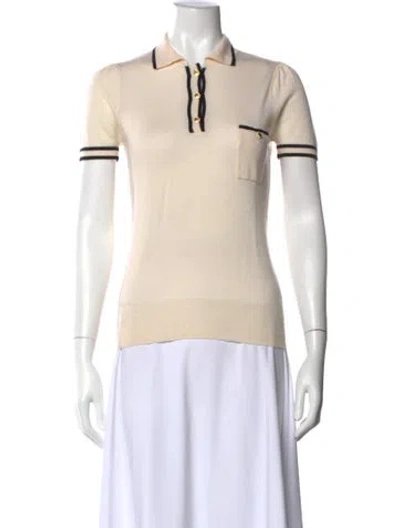 Pre-owned Fendi Cashmere Short Sleeve Polo In Neutral