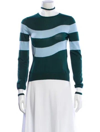 Pre-owned Fendi Cashmere Striped Sweater In Green