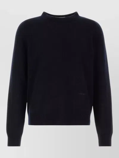 Fendi All Over Knit Round Neck Long Sleeves In Black