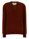 Fendi Cashmere Sweater With V-neck And Long Sleeves In Red