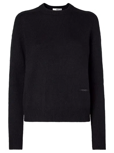 Fendi Cashmere Sweater With Logo Embroidery In Purple
