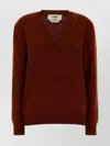 Fendi Cashmere Sweater With V-neck And Long Sleeves In Brown