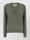 Fendi Cashmere Sweater With V-neck And Long Sleeves In Green