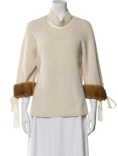 Pre-owned Fendi Cashmere Turtleneck Sweater In Neutral