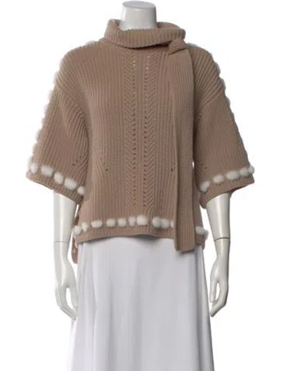 Pre-owned Fendi Cashmere Turtleneck Sweater In Neutral
