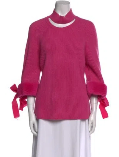 Pre-owned Fendi Cashmere Turtleneck Sweater In Pink
