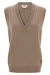Fendi Cashmere Vest Gilet Beige In Brown
