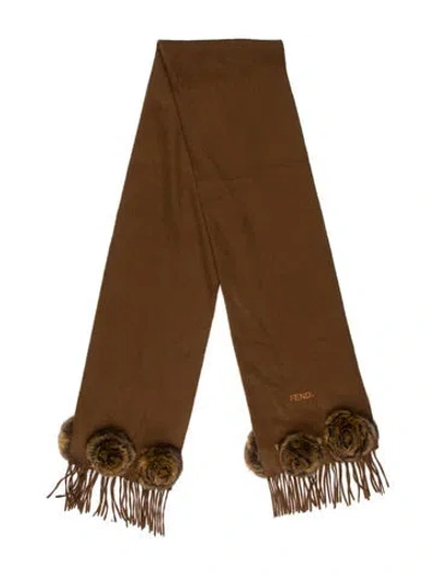 Pre-owned Fendi Cashmere Vintage Scarf In Brown