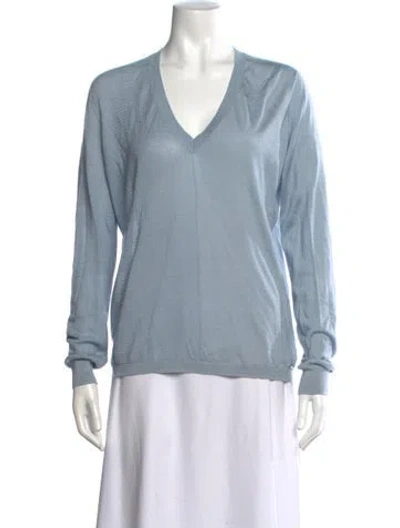 Pre-owned Fendi Cashmere V-neck Sweater In Blue