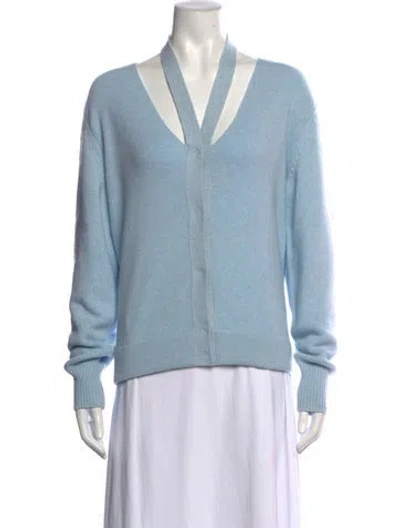 Pre-owned Fendi Cashmere V-neck Sweater W/ Tags In Blue