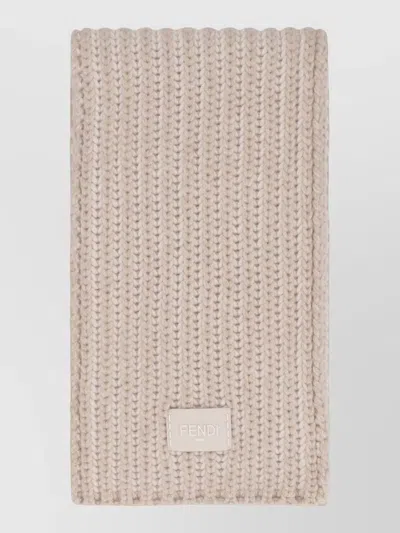 Fendi Cashmere Wool Blend Scarf Macro Stitching In Pink