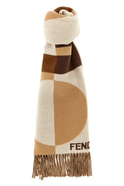 Fendi Cashmere Wool Scarf In Brown