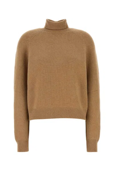 Fendi Cashmere-nylon Turtleneck Sweater In Brown